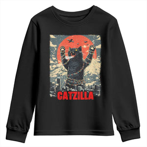 Catzilla Christmas Youth Sweatshirt Japanese Cat Lover Kitty TS14 Black Print Your Wear