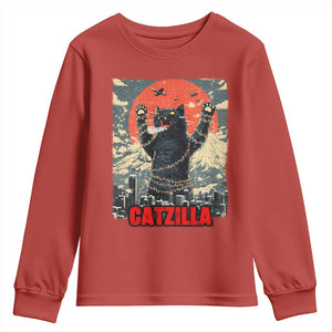 Catzilla Christmas Youth Sweatshirt Japanese Cat Lover Kitty TS14 Red Print Your Wear