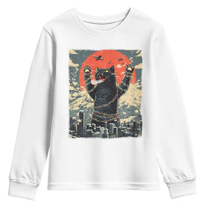 Japanese Cat Christmas Youth Sweatshirt Funny Kitten Kitty Cat Lover TS14 White Print Your Wear