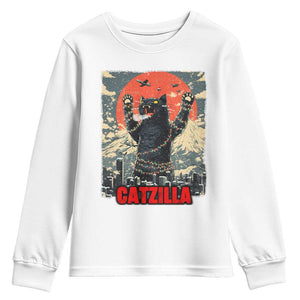 Catzilla Christmas Youth Sweatshirt Japanese Cat Lover Kitty TS14 White Print Your Wear