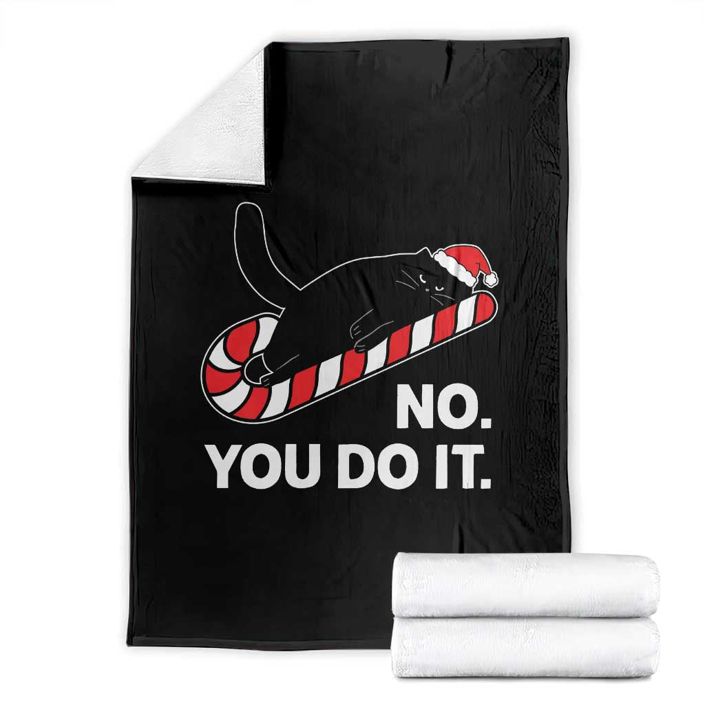Funny Lazy Cat Christmas Throw Blanket No You Do It TS14 Black Print Your Wear