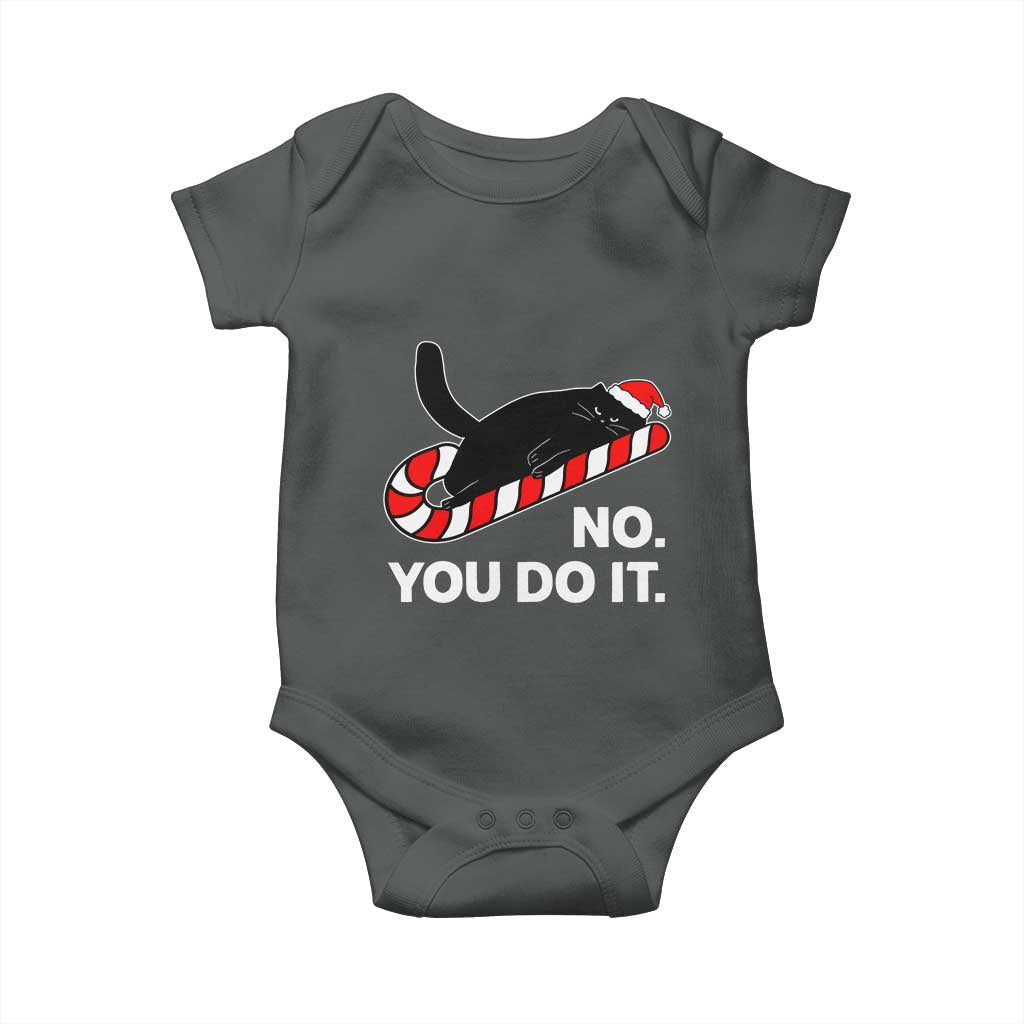 Funny Lazy Cat Christmas Baby Onesie No You Do It TS14 Dark Heather Print Your Wear