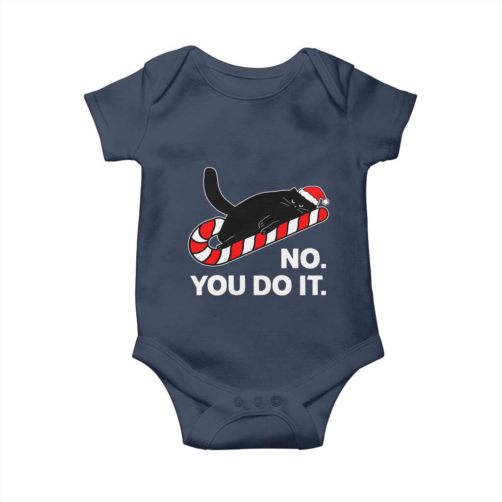 Funny Lazy Cat Christmas Baby Onesie No You Do It TS14 Navy Print Your Wear