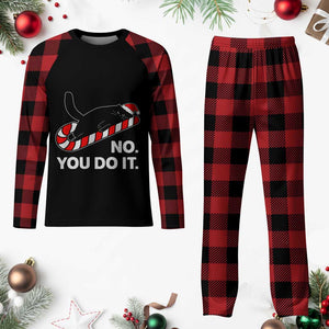 Funny Lazy Cat Christmas Plaid Pajama Set No You Do It TS14 Buffalo Plaid Print Your Wear