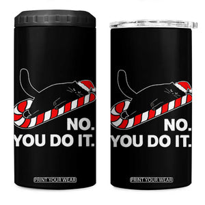 Funny Lazy Cat Christmas 4 in 1 Can Cooler Tumbler No You Do It TS14 One Size: 16 oz Black Print Your Wear