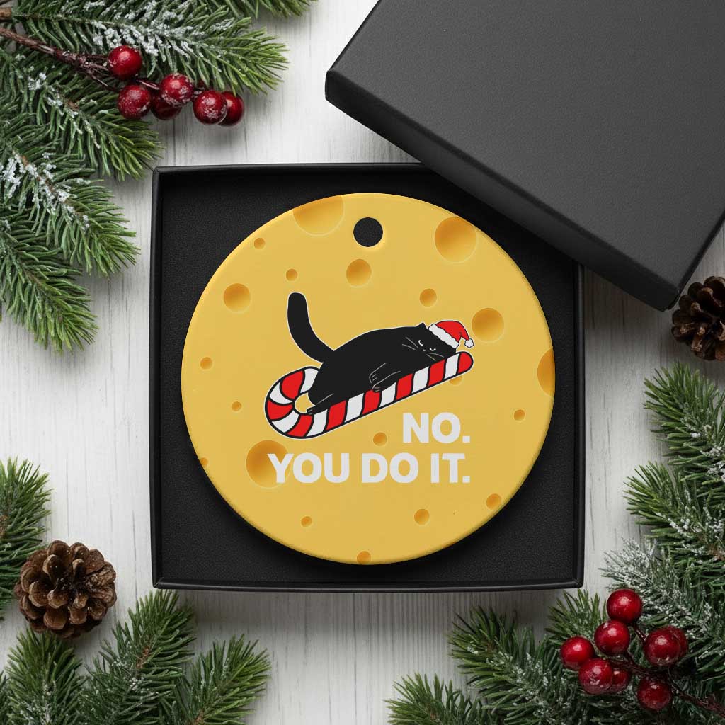 Funny Lazy Cat Christmas Ceramic Ornament No You Do It TS14 1pc Yellow Cheese Print Your Wear