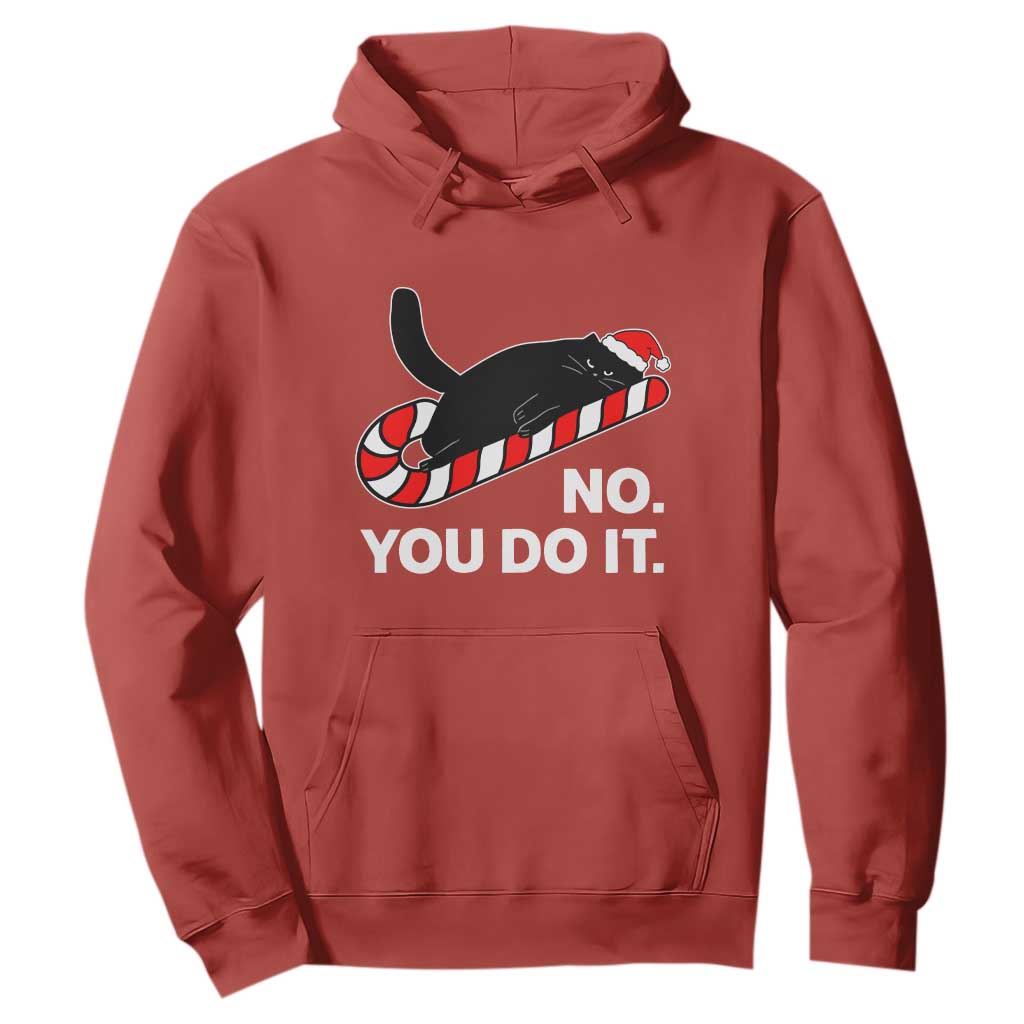 Funny Lazy Cat Christmas Hoodie No You Do It TS14 Red Print Your Wear