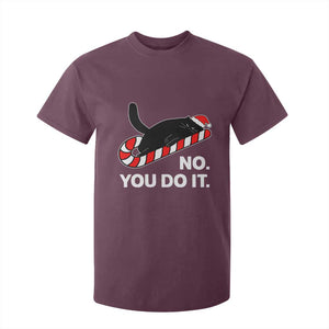Funny Lazy Cat Christmas T Shirt For Kid No You Do It TS14 Maroon Print Your Wear