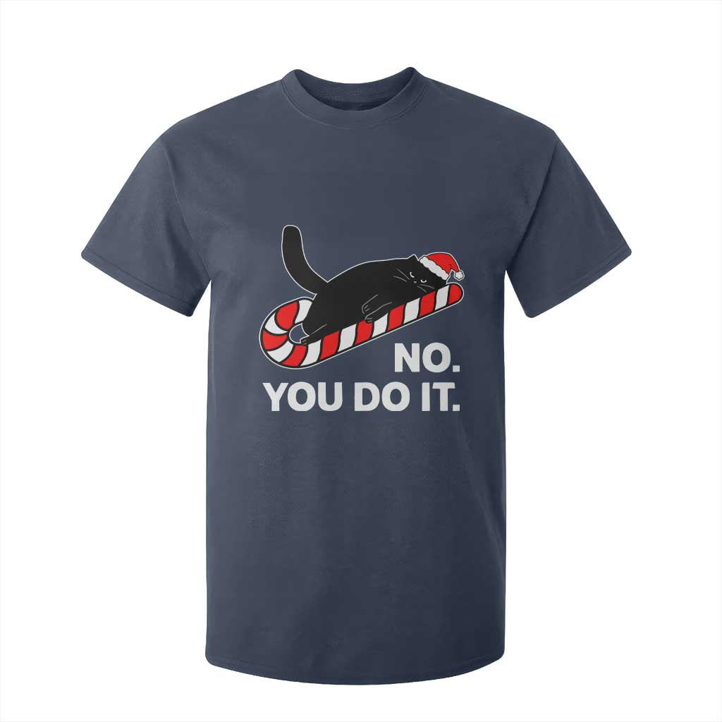 Funny Lazy Cat Christmas T Shirt For Kid No You Do It TS14 Navy Print Your Wear