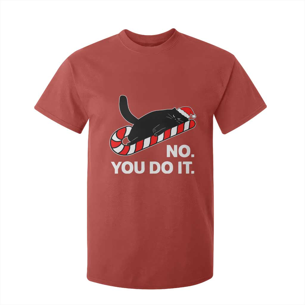 Funny Lazy Cat Christmas T Shirt For Kid No You Do It TS14 Red Print Your Wear