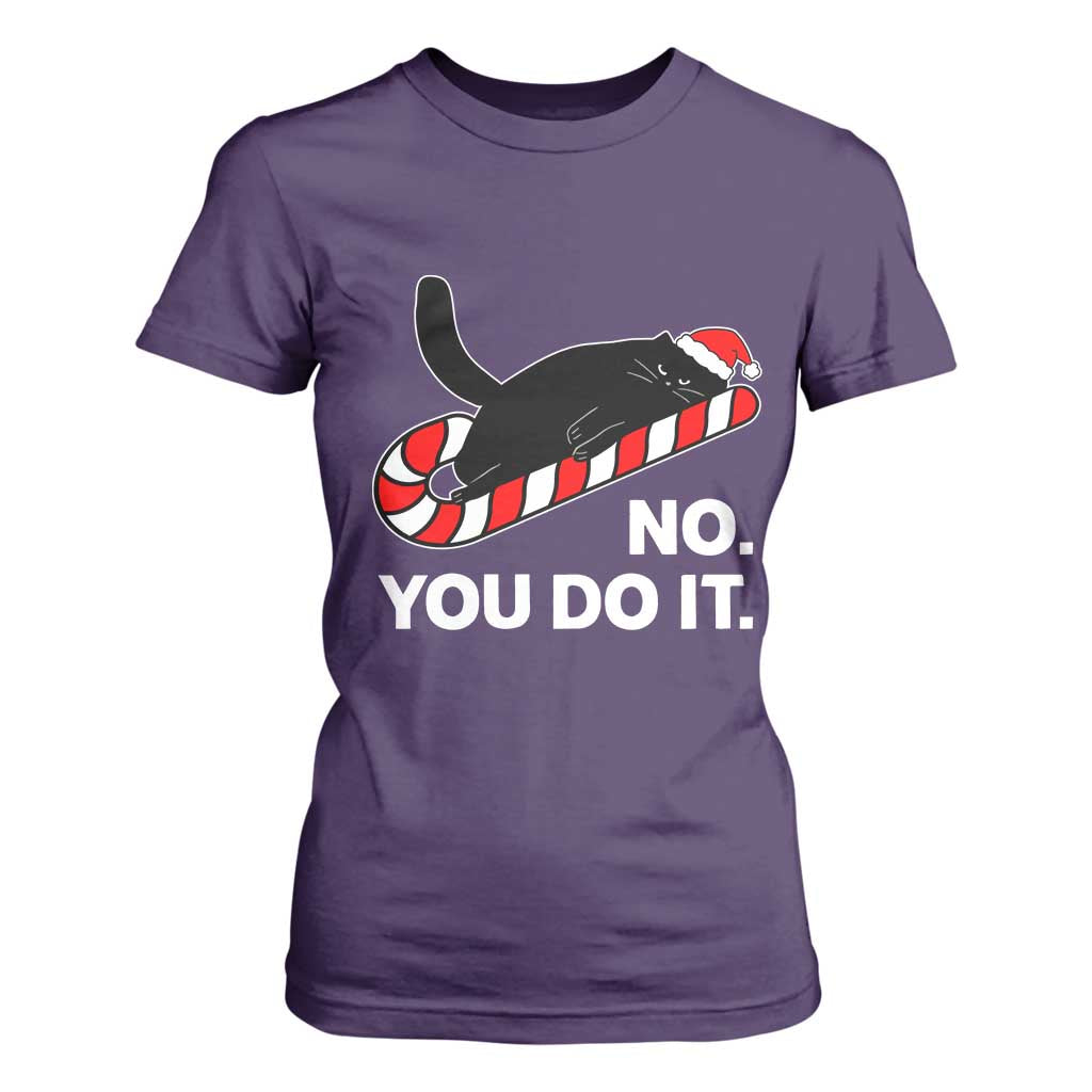 Funny Lazy Cat Christmas T Shirt For Women No You Do It TS14 Purple Print Your Wear