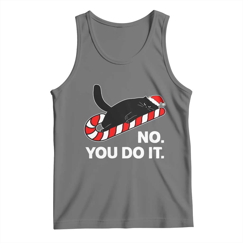 Funny Lazy Cat Christmas Tank Top No You Do It TS14 Black Heather Print Your Wear