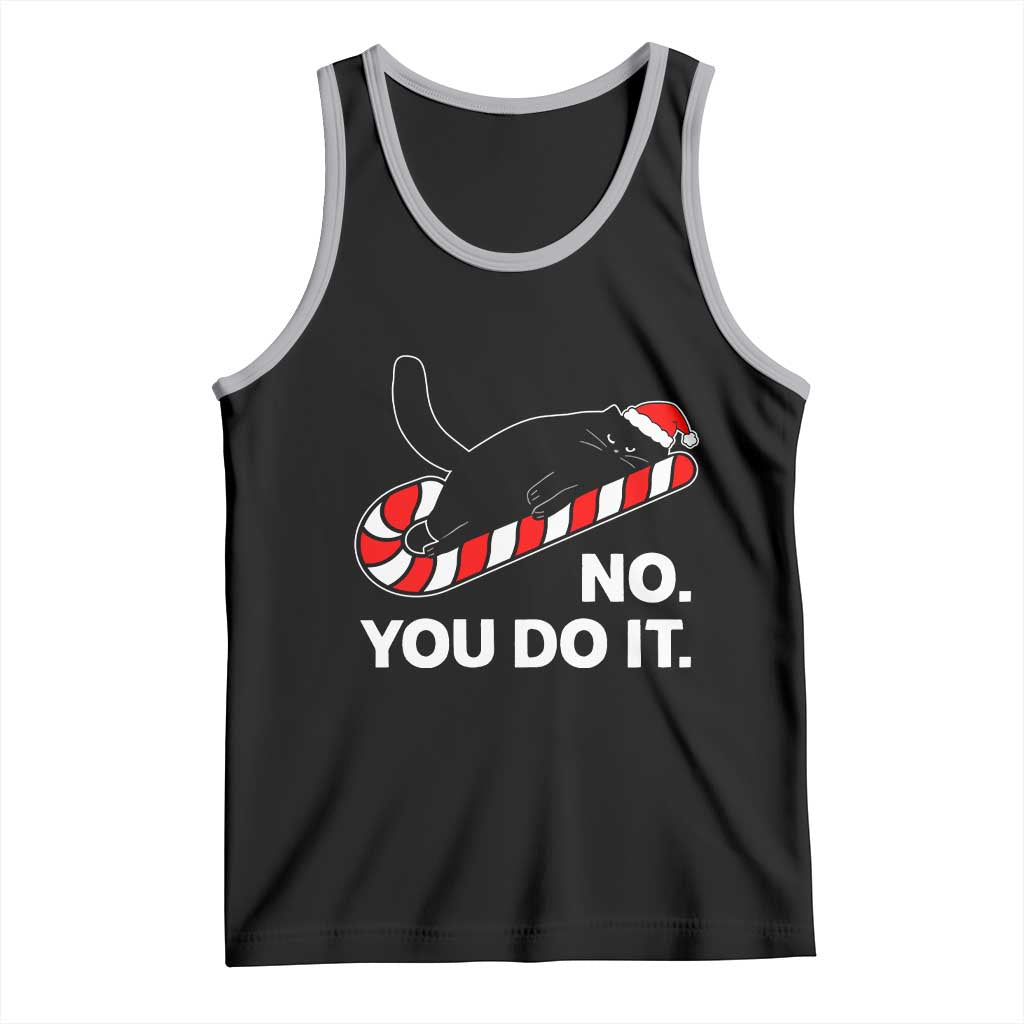 Funny Lazy Cat Christmas Tank Top No You Do It TS14 Black Athletic Heather Print Your Wear
