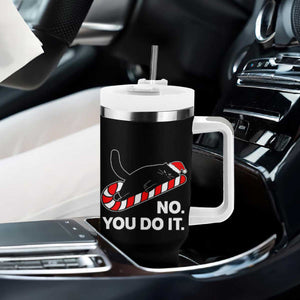 Funny Lazy Cat Christmas Tumbler With Handle No You Do It TS14 Print Your Wear