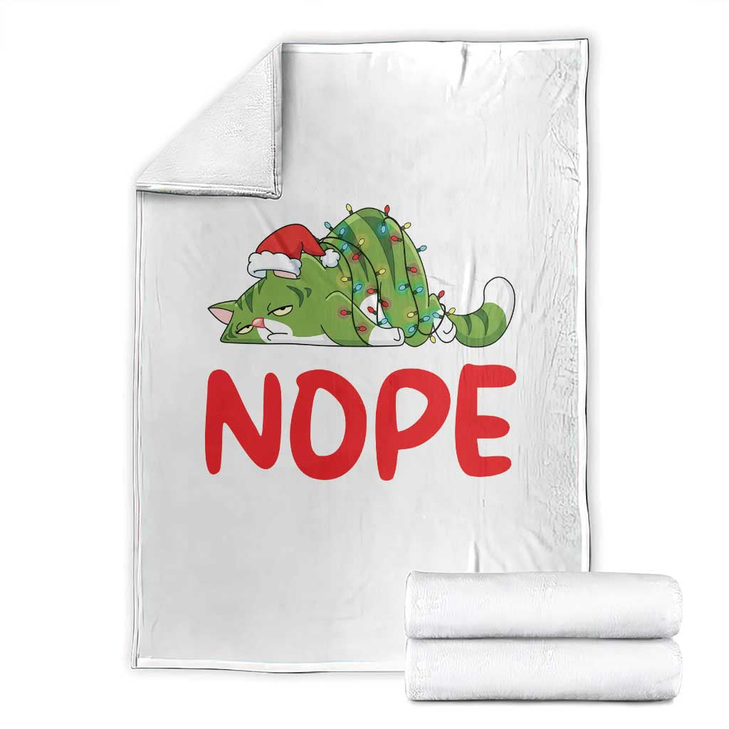 Funny Lazy Cat Christmas Throw Blanket Nope Not Today TS14 White Print Your Wear