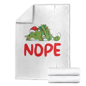 Funny Lazy Cat Christmas Throw Blanket Nope Not Today TS14 White Print Your Wear