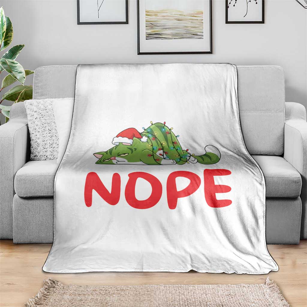 Funny Lazy Cat Christmas Throw Blanket Nope Not Today TS14 Print Your Wear