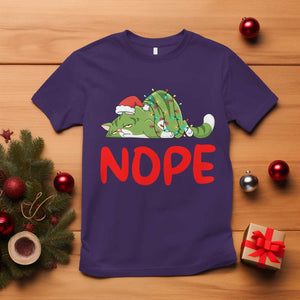 Funny Lazy Cat Christmas T Shirt Nope Not Today TS14 Purple Print Your Wear