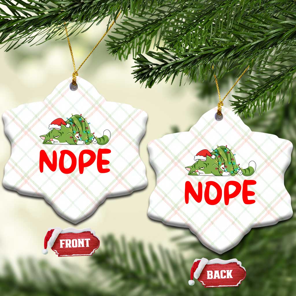 Funny Lazy Cat Christmas Ceramic Ornament Nope Not Today TS14 Print Your Wear