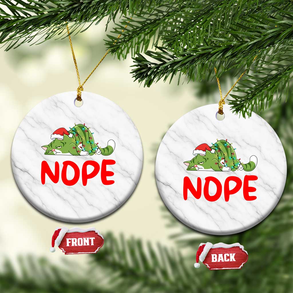 Funny Lazy Cat Christmas Ceramic Ornament Nope Not Today TS14 1pc White Marble Print Your Wear