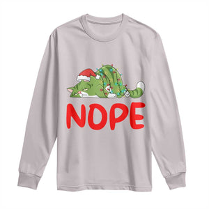 Funny Lazy Cat Christmas Long Sleeve Shirt Nope Not Today TS14 Ice Gray Print Your Wear