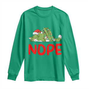 Funny Lazy Cat Christmas Long Sleeve Shirt Nope Not Today TS14 Irish Green Print Your Wear