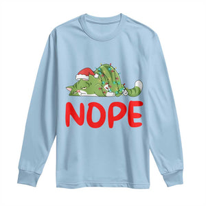Funny Lazy Cat Christmas Long Sleeve Shirt Nope Not Today TS14 Light Blue Print Your Wear