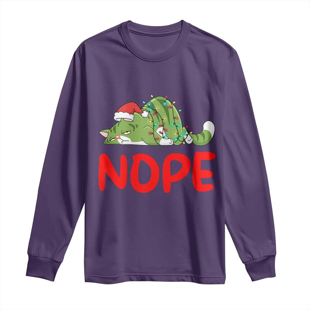 Funny Lazy Cat Christmas Long Sleeve Shirt Nope Not Today TS14 Purple Print Your Wear