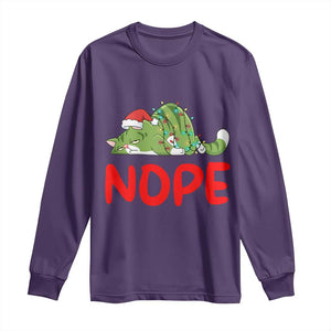 Funny Lazy Cat Christmas Long Sleeve Shirt Nope Not Today TS14 Purple Print Your Wear