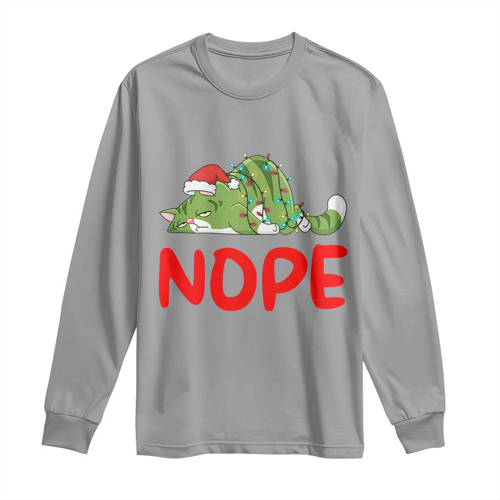 Funny Lazy Cat Christmas Long Sleeve Shirt Nope Not Today TS14 Sport Gray Print Your Wear