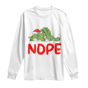 Funny Lazy Cat Christmas Long Sleeve Shirt Nope Not Today TS14 White Print Your Wear
