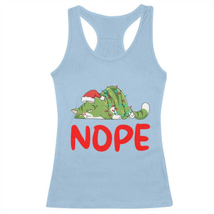 Funny Lazy Cat Christmas Racerback Tank Top Nope Not Today TS14 Light Blue Print Your Wear