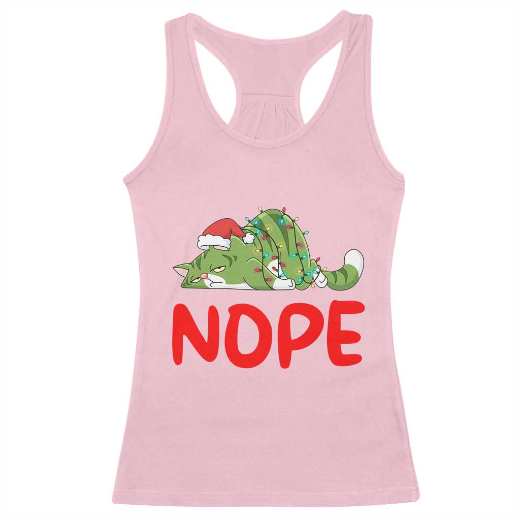 Funny Lazy Cat Christmas Racerback Tank Top Nope Not Today TS14 Light Pink Print Your Wear