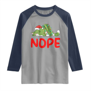 Funny Lazy Cat Christmas Raglan Shirt Nope Not Today TS14 Sport Gray Navy Print Your Wear