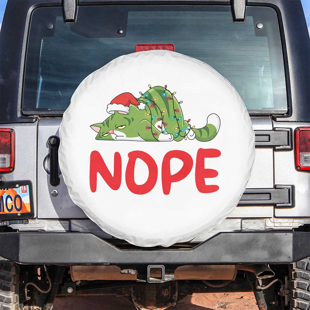 Funny Lazy Cat Christmas Spare Tire Cover Nope Not Today TS14 No hole White Print Your Wear