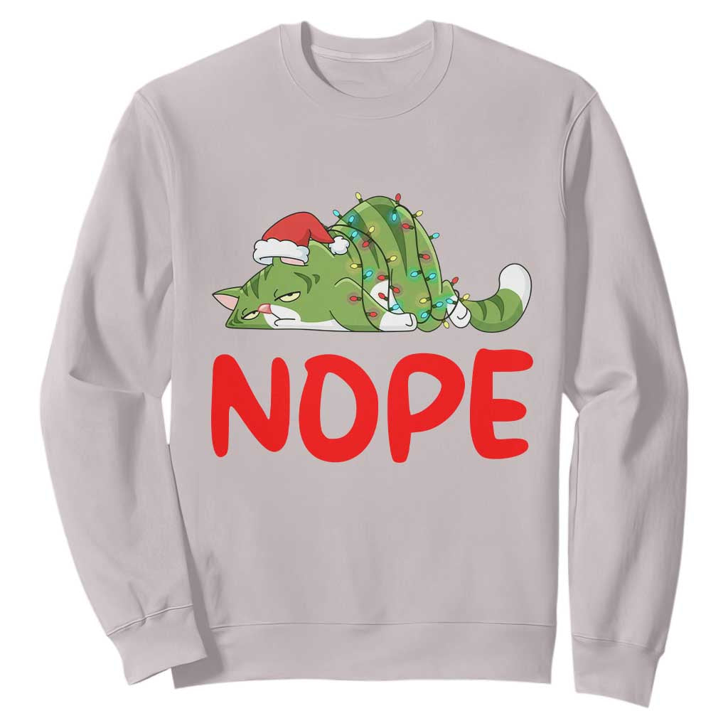 Funny Lazy Cat Christmas Sweatshirt Nope Not Today TS14 Ice Gray Print Your Wear