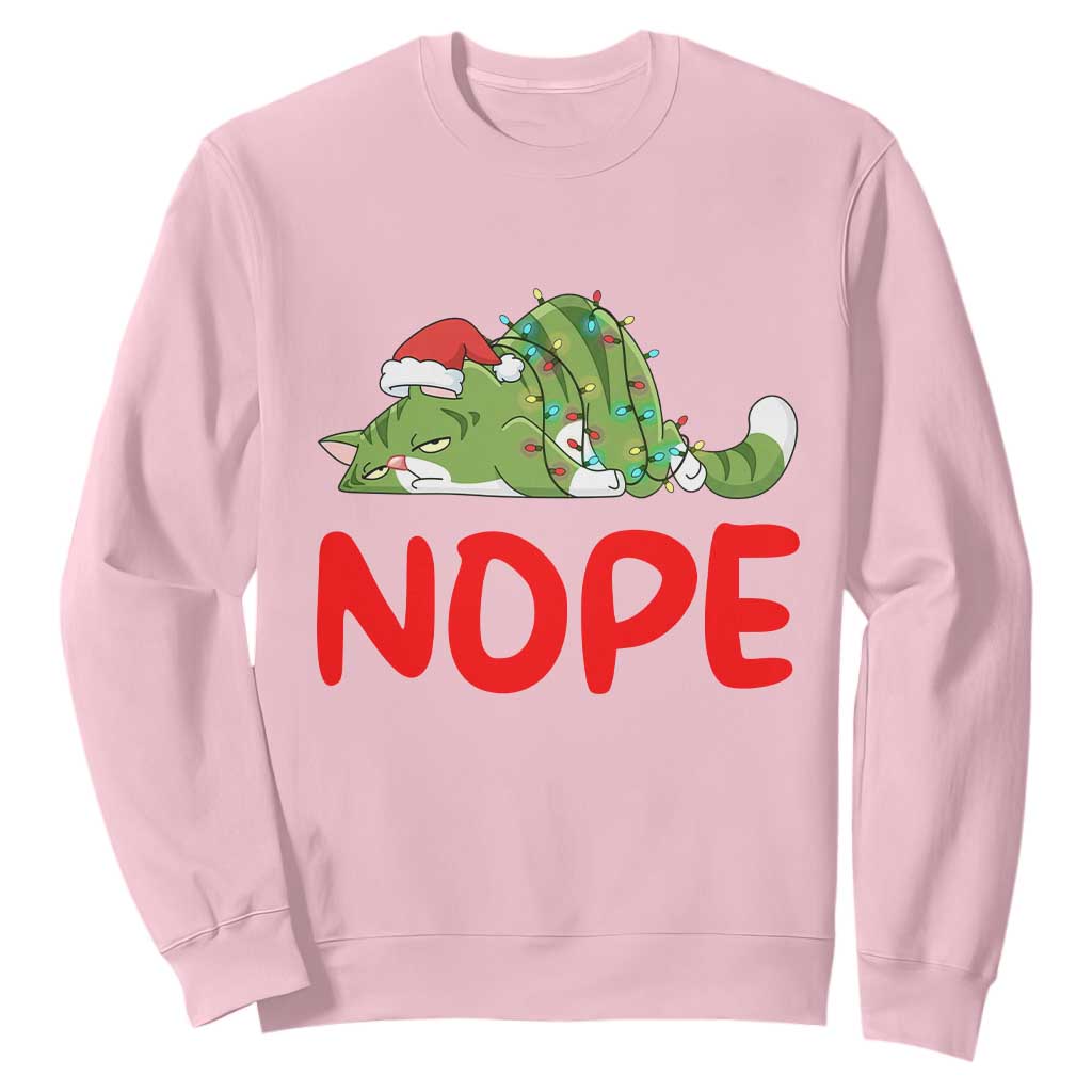 Funny Lazy Cat Christmas Sweatshirt Nope Not Today TS14 Light Pink Print Your Wear