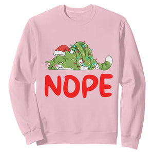 Funny Lazy Cat Christmas Sweatshirt Nope Not Today TS14 Light Pink Print Your Wear