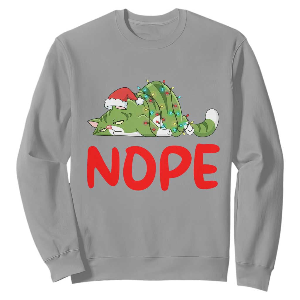 Funny Lazy Cat Christmas Sweatshirt Nope Not Today TS14 Sport Gray Print Your Wear