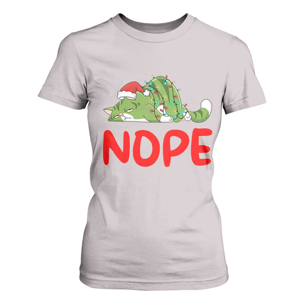 Funny Lazy Cat Christmas T Shirt For Women Nope Not Today TS14 Ice Gray Print Your Wear