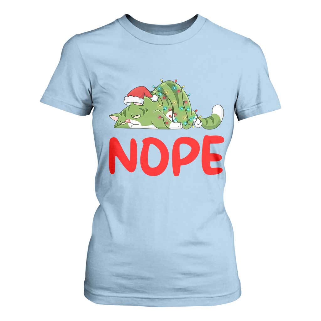 Funny Lazy Cat Christmas T Shirt For Women Nope Not Today TS14 Light Blue Print Your Wear