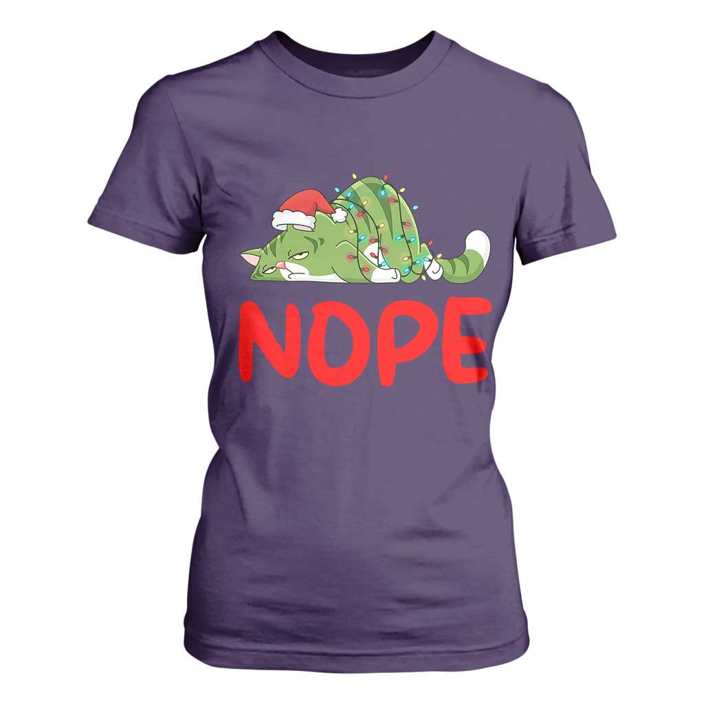 Funny Lazy Cat Christmas T Shirt For Women Nope Not Today TS14 Purple Print Your Wear