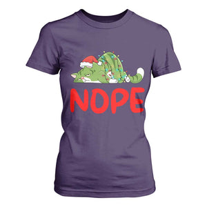Funny Lazy Cat Christmas T Shirt For Women Nope Not Today TS14 Purple Print Your Wear