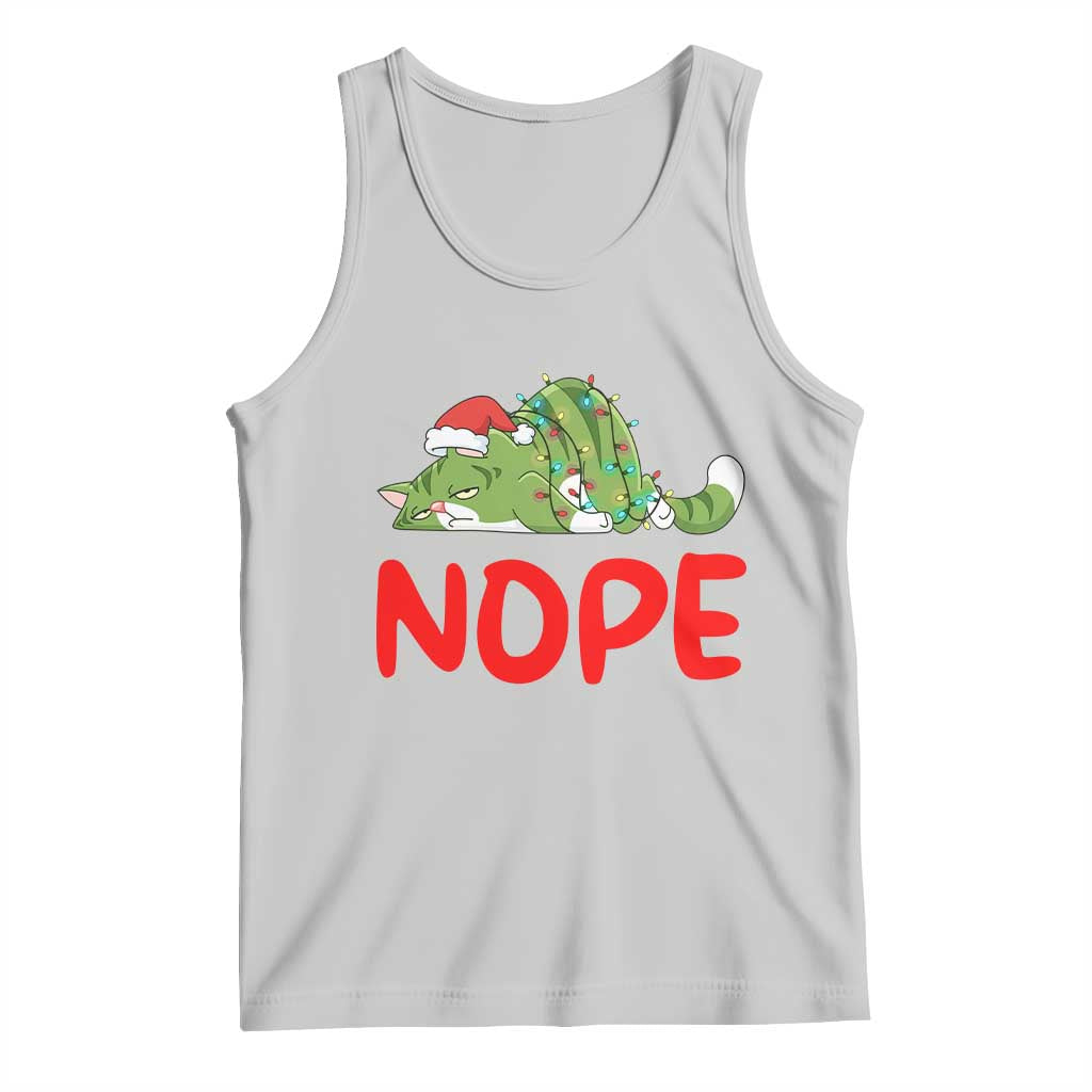 Funny Lazy Cat Christmas Tank Top Nope Not Today TS14 Ash Print Your Wear