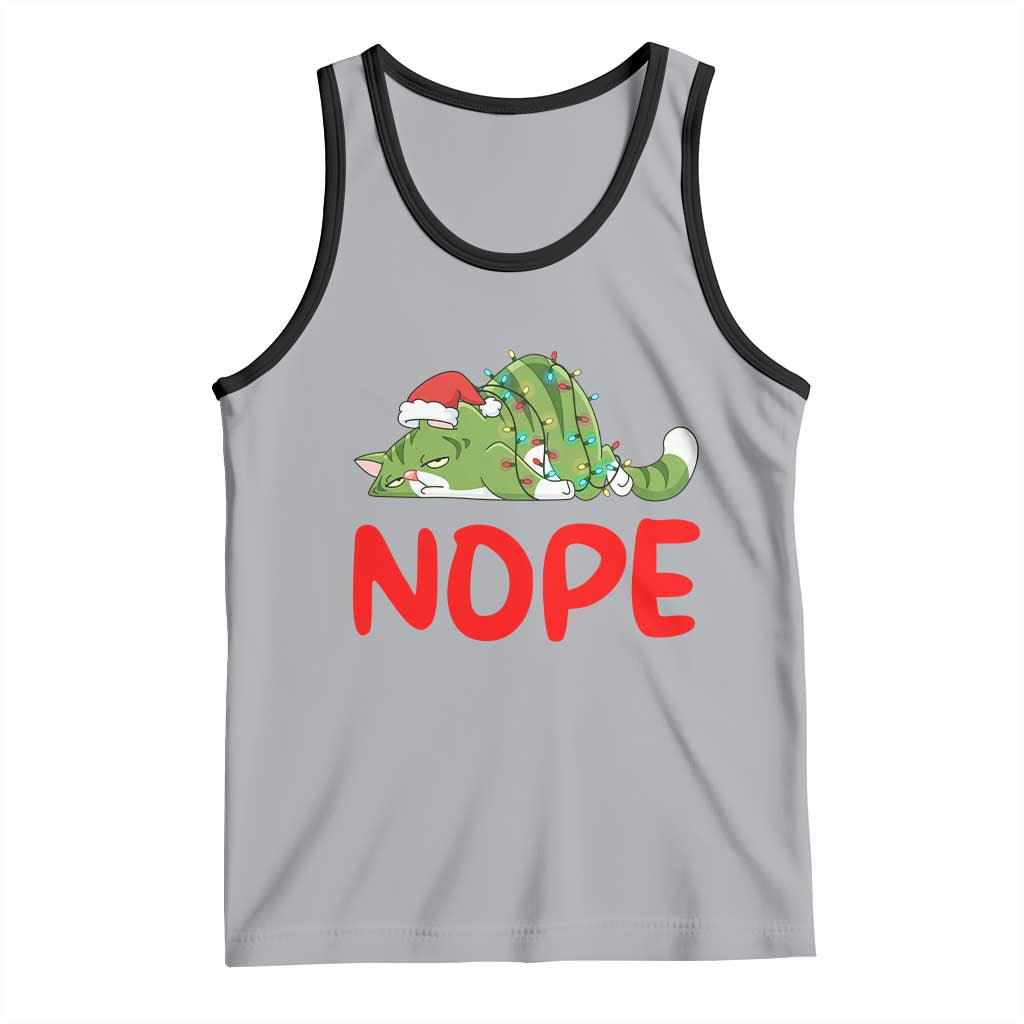Funny Lazy Cat Christmas Tank Top Nope Not Today TS14 Athletic Heather Black Print Your Wear