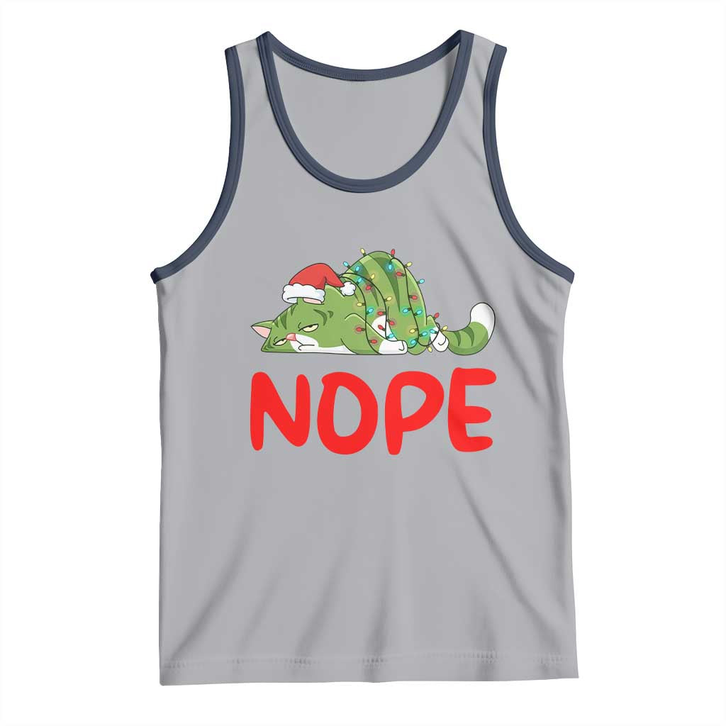 Funny Lazy Cat Christmas Tank Top Nope Not Today TS14 Athletic Heather Navy Print Your Wear