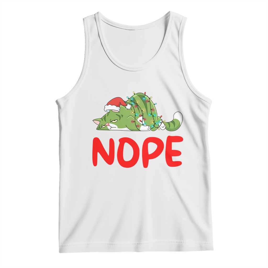 Funny Lazy Cat Christmas Tank Top Nope Not Today TS14 White Print Your Wear