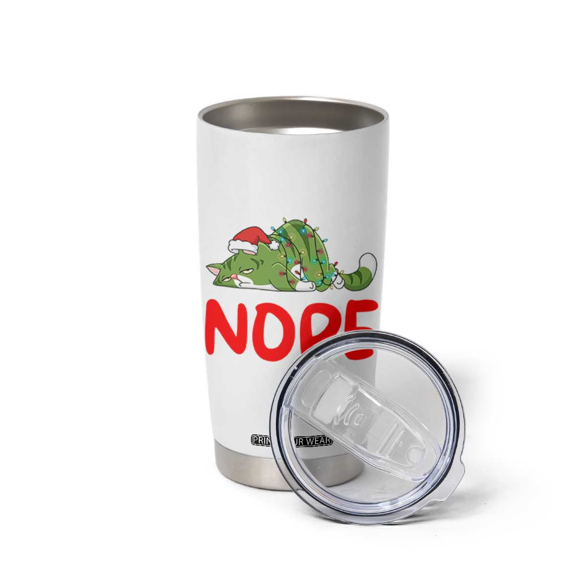 Funny Lazy Cat Christmas Tumbler Cup Nope Not Today TS14 Print Your Wear