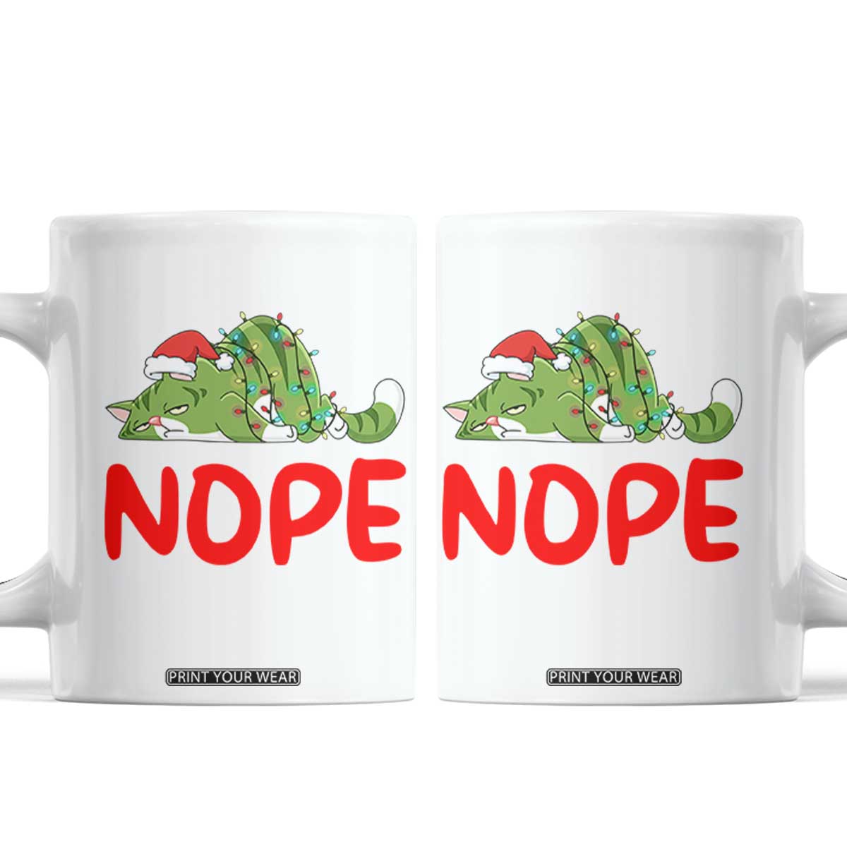 Funny Lazy Cat Christmas Coffee Mug Nope Not Today TS14 White Print Your Wear