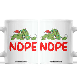 Funny Lazy Cat Christmas Coffee Mug Nope Not Today TS14 White Print Your Wear